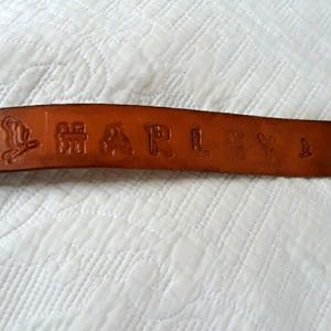 Harley Davidson Spellout Leather And Brass Belt